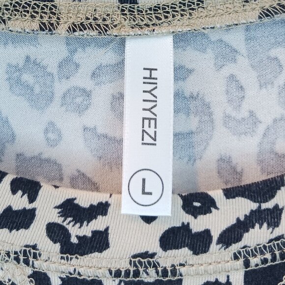 #240 3/$18 - Hiyiyezi Black/Tan Short Sleeve Top Size Large - Picture 5 of 5